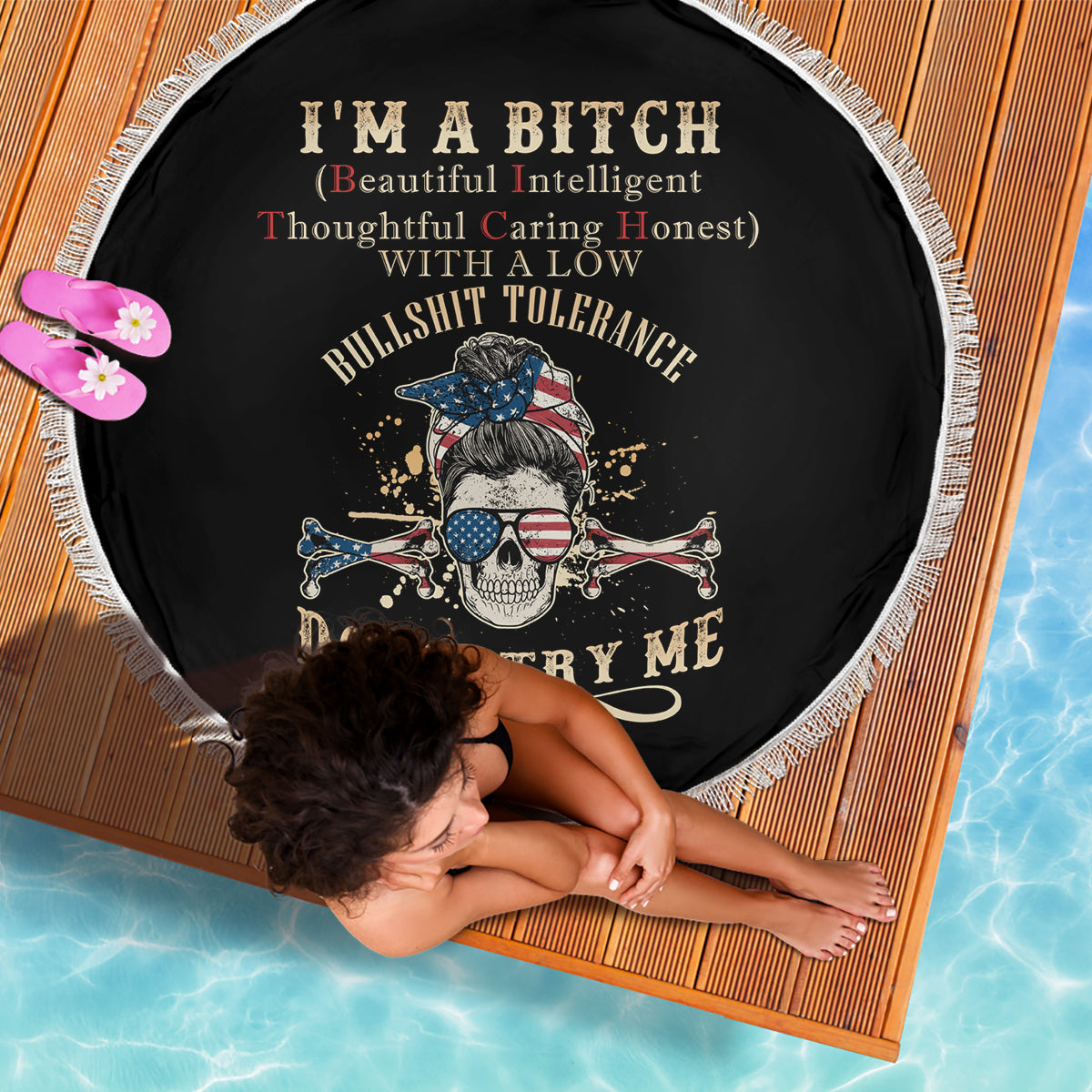 I'm A B Don't Try Me Beach Blanket - Wonder Print Shop