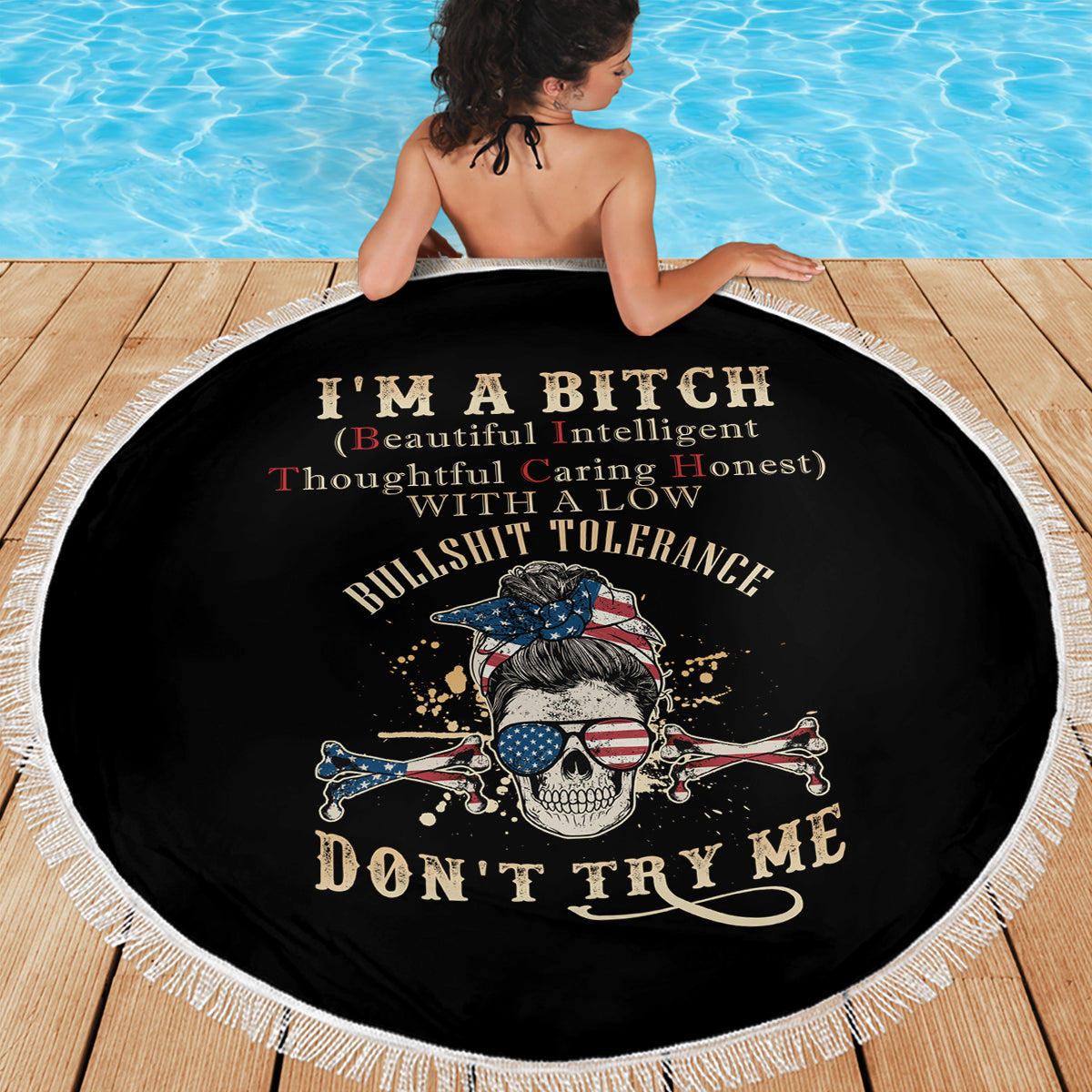 I'm A B Don't Try Me Beach Blanket - Wonder Print Shop