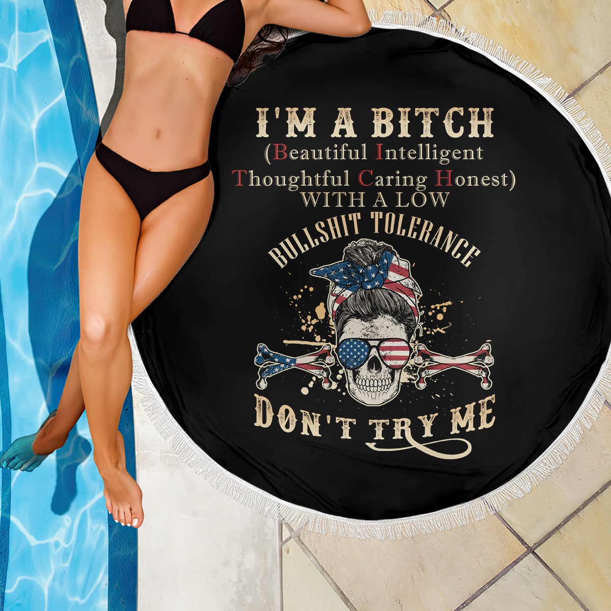 I'm A B Don't Try Me Beach Blanket - Wonder Print Shop