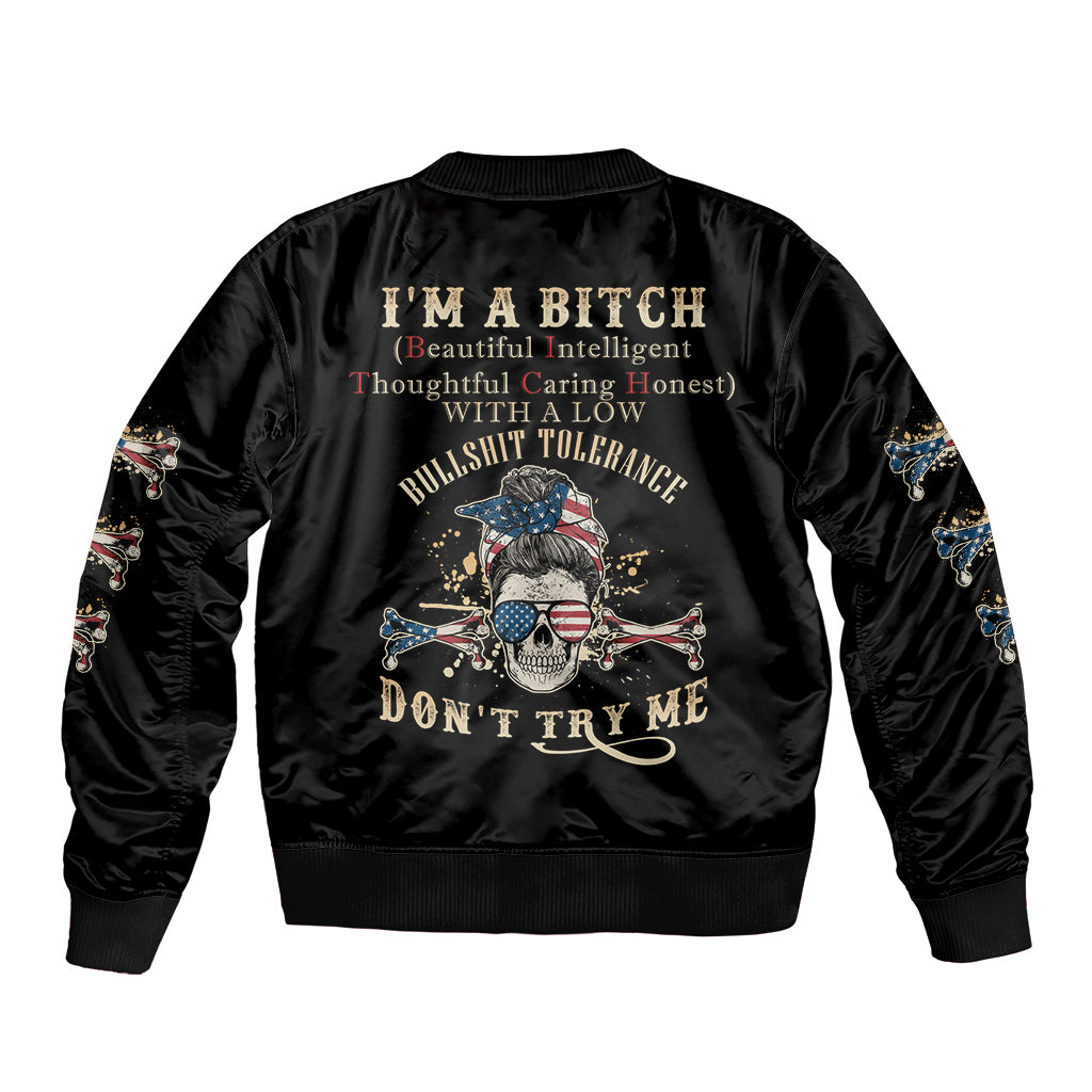 I'm A B Don't Try Me Bomber Jacket - Wonder Print Shop