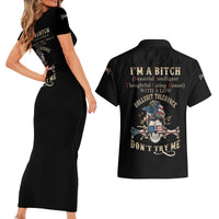 I'm A B Don't Try Me Couples Matching Short Sleeve Bodycon Dress and Hawaiian Shirt - Wonder Print Shop