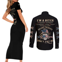 I'm A B Don't Try Me Couples Matching Short Sleeve Bodycon Dress and Long Sleeve Button Shirt - Wonder Print Shop