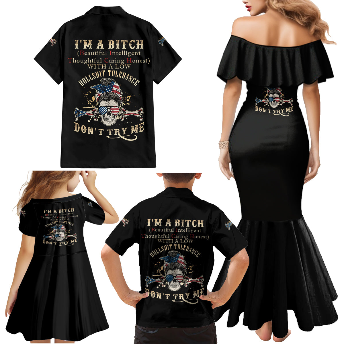 I'm A B Don't Try Me Family Matching Mermaid Dress and Hawaiian Shirt - Wonder Print Shop