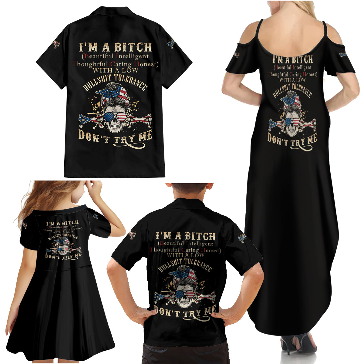 I'm A B Don't Try Me Family Matching Summer Maxi Dress and Hawaiian Shirt - Wonder Print Shop