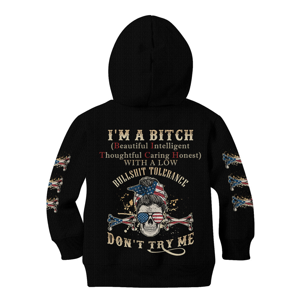 I'm A B Don't Try Me Kid Hoodie - Wonder Print Shop