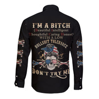 I'm A B Don't Try Me Long Sleeve Button Shirt - Wonder Print Shop