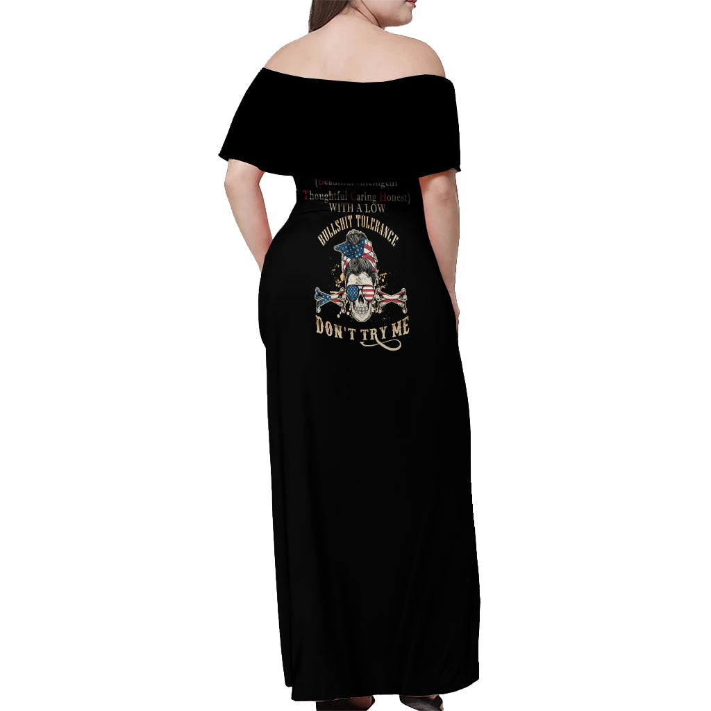 I'm A B Don't Try Me Off Shoulder Maxi Dress - Wonder Print Shop
