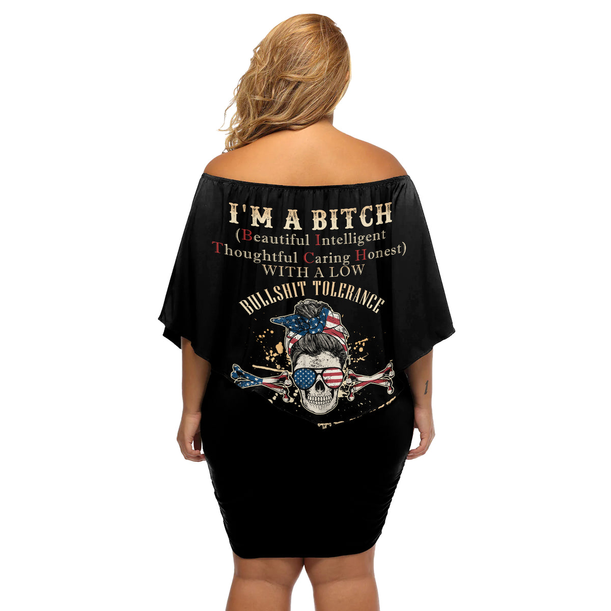 I'm A B Don't Try Me Off Shoulder Short Dress - Wonder Print Shop