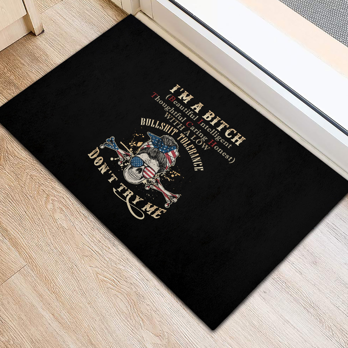 I'm A B Don't Try Me Rubber Doormat - Wonder Print Shop