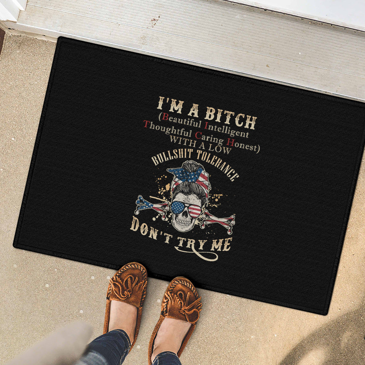 I'm A B Don't Try Me Rubber Doormat - Wonder Print Shop