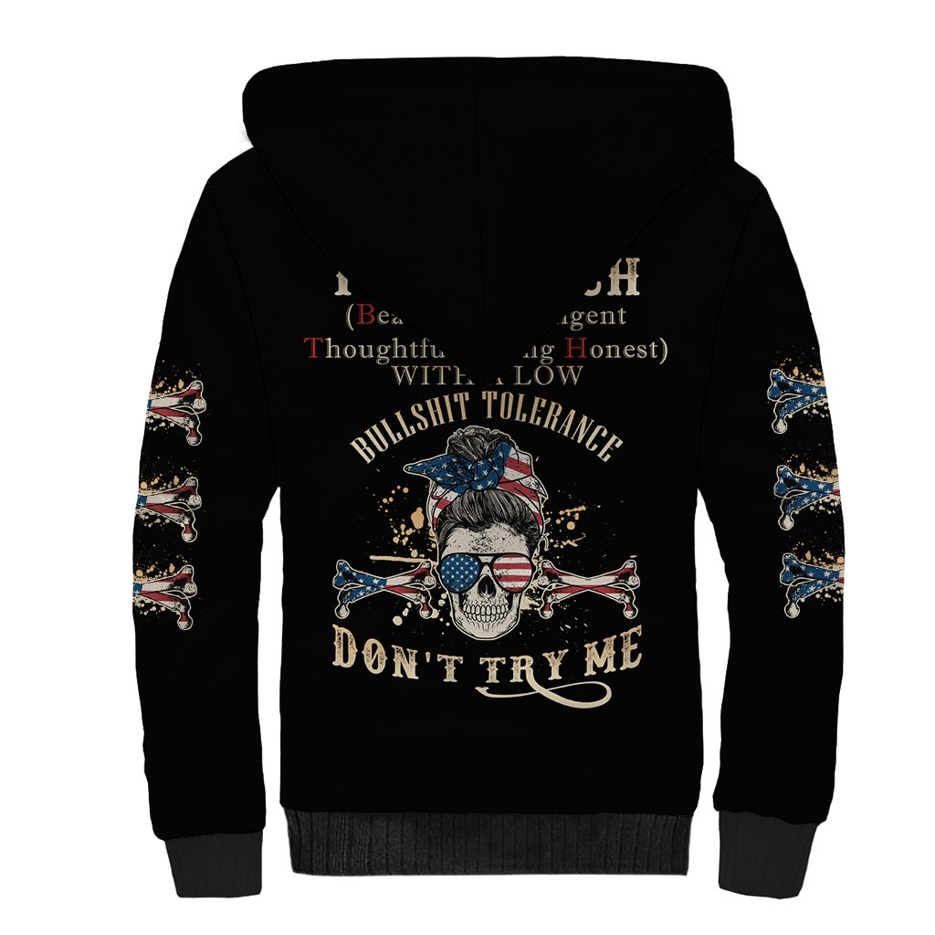 I'm A B Don't Try Me Sherpa Hoodie - Wonder Print Shop