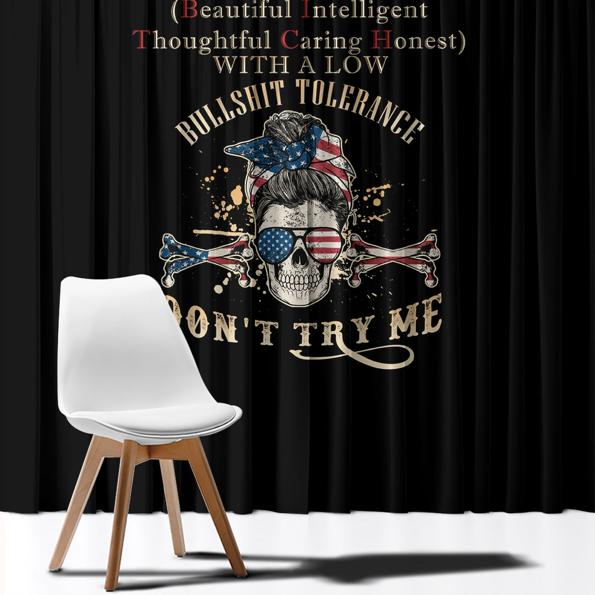 I'm A B Don't Try Me Window Curtain - Wonder Print Shop