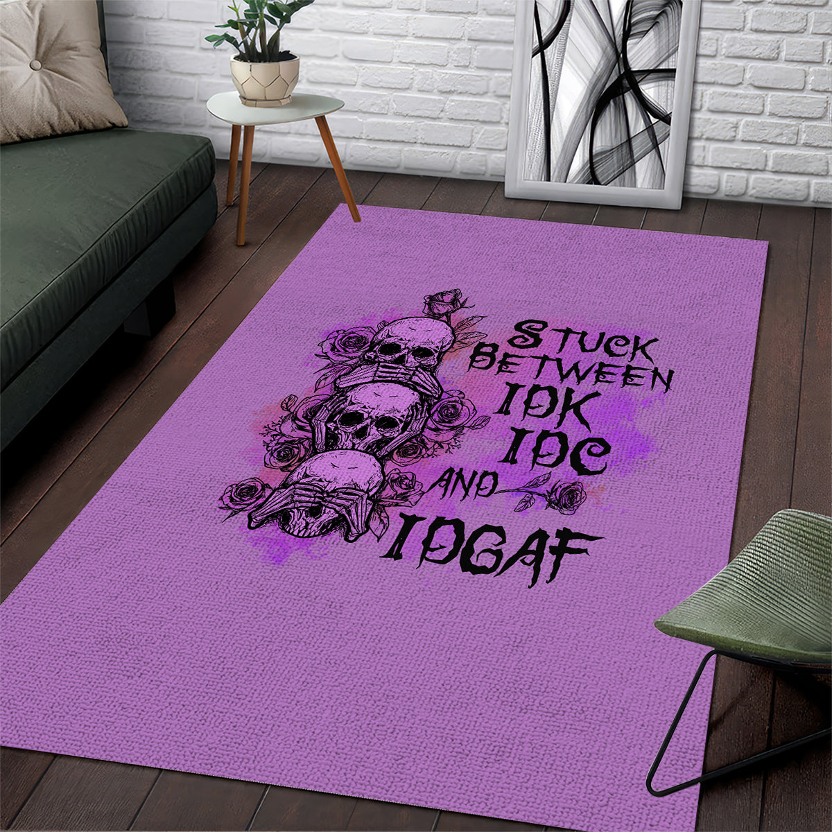 Stuck Between Idk Idc And Idgaf Area Rug - Wonder Print Shop