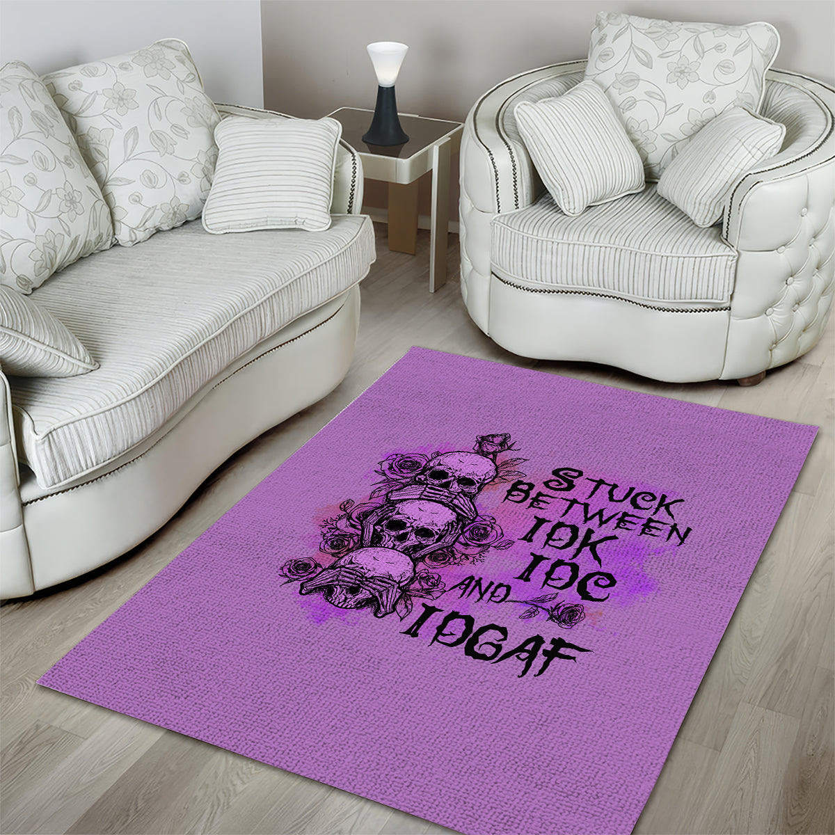 Stuck Between Idk Idc And Idgaf Area Rug - Wonder Print Shop