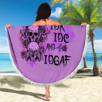 Stuck Between Idk Idc And Idgaf Beach Blanket - Wonder Print Shop
