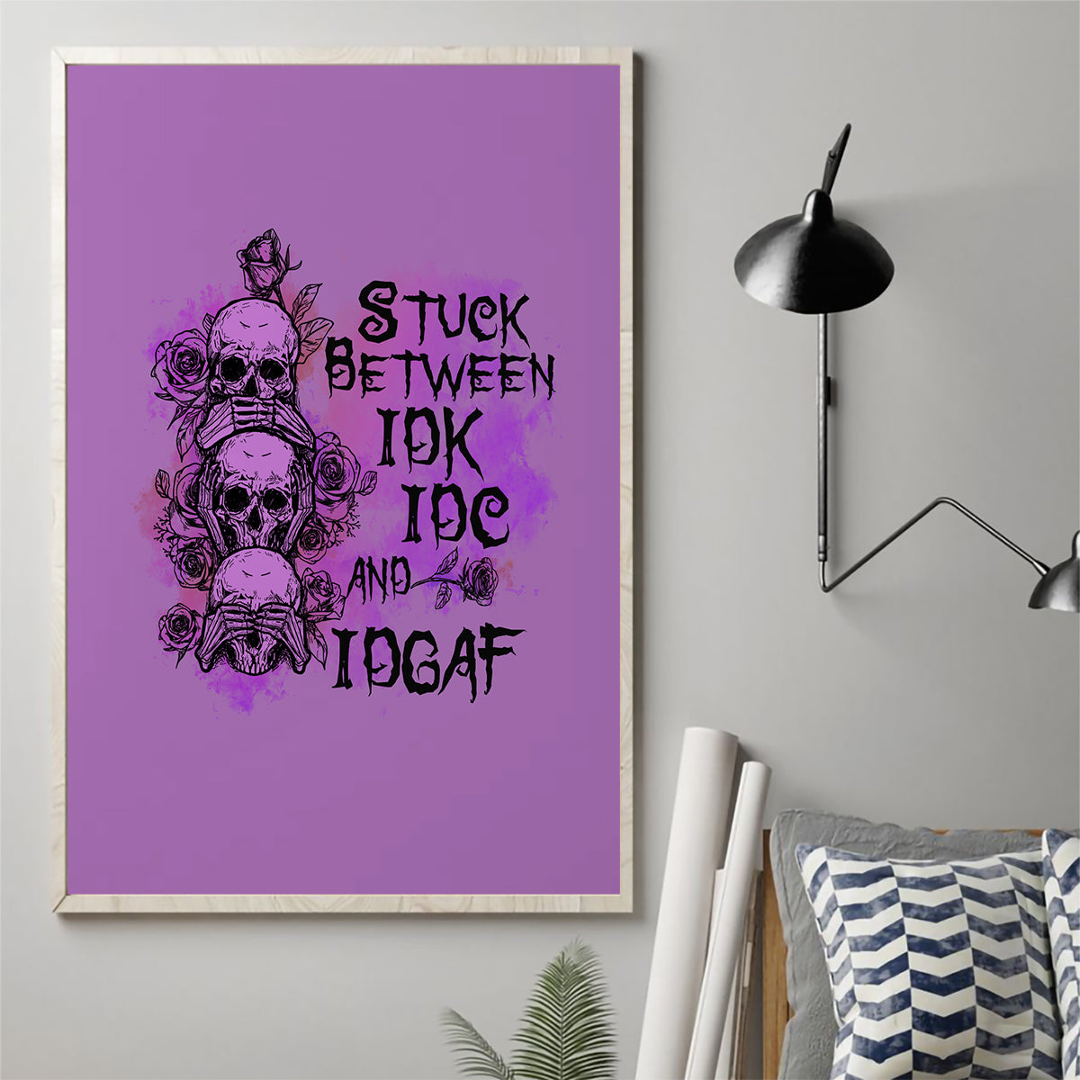 Stuck Between Idk Idc And Idgaf Canvas Wall Art - Wonder Print Shop