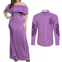 Stuck Between Idk Idc And Idgaf Couples Matching Off Shoulder Maxi Dress and Long Sleeve Button Shirt - Wonder Print Shop