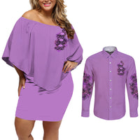 Stuck Between Idk Idc And Idgaf Couples Matching Off Shoulder Short Dress and Long Sleeve Button Shirt - Wonder Print Shop
