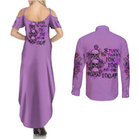 Stuck Between Idk Idc And Idgaf Couples Matching Summer Maxi Dress and Long Sleeve Button Shirt - Wonder Print Shop