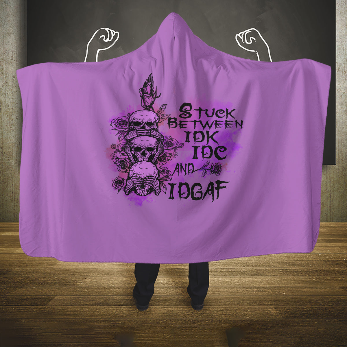 stuck-between-idk-idc-and-idgaf-hooded-blanket