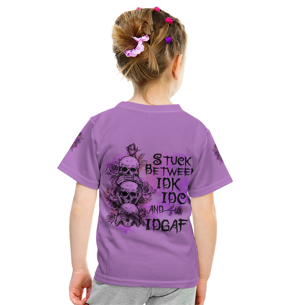 Stuck Between Idk Idc And Idgaf Kid T Shirt - Wonder Print Shop