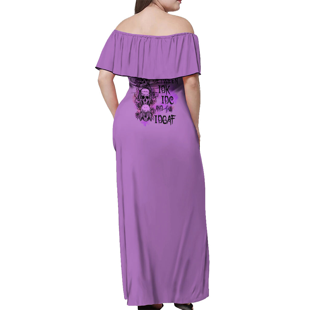 Stuck Between Idk Idc And Idgaf Off Shoulder Maxi Dress - Wonder Print Shop