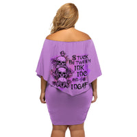 Stuck Between Idk Idc And Idgaf Off Shoulder Short Dress - Wonder Print Shop