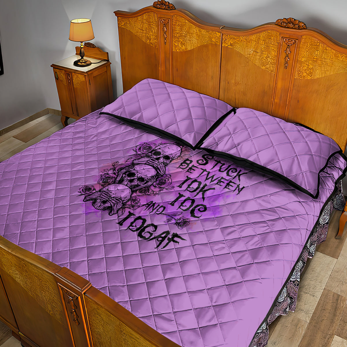 Stuck Between Idk Idc And Idgaf Quilt Bed Set - Wonder Print Shop