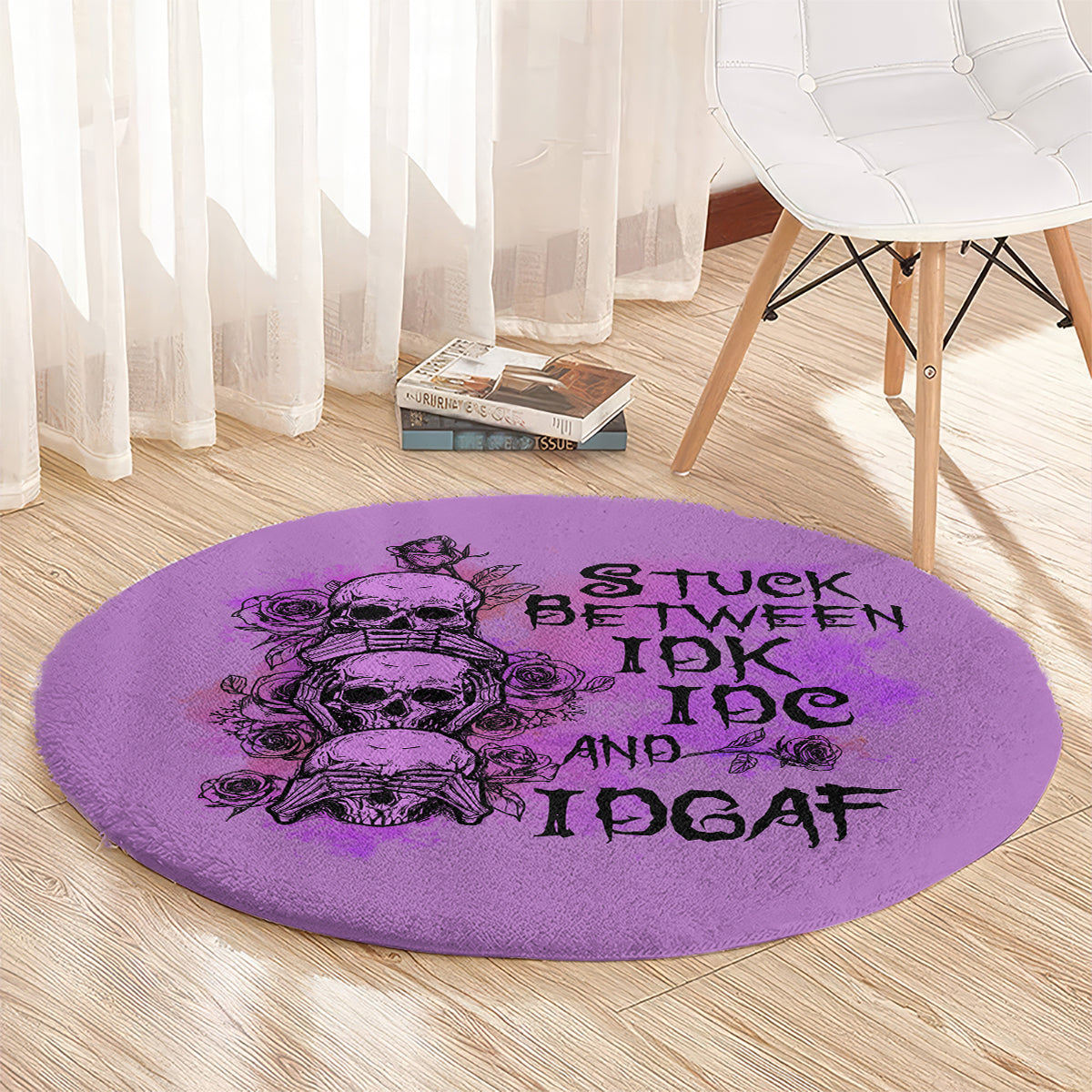 stuck-between-idk-idc-and-idgaf-round-carpet