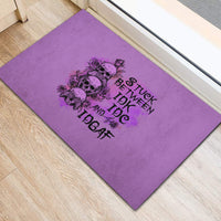Stuck Between Idk Idc And Idgaf Rubber Doormat - Wonder Print Shop