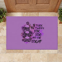 Stuck Between Idk Idc And Idgaf Rubber Doormat - Wonder Print Shop