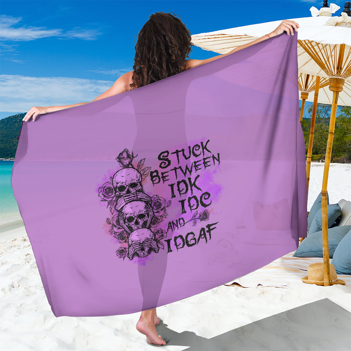 Stuck Between Idk Idc And Idgaf Sarong - Wonder Print Shop