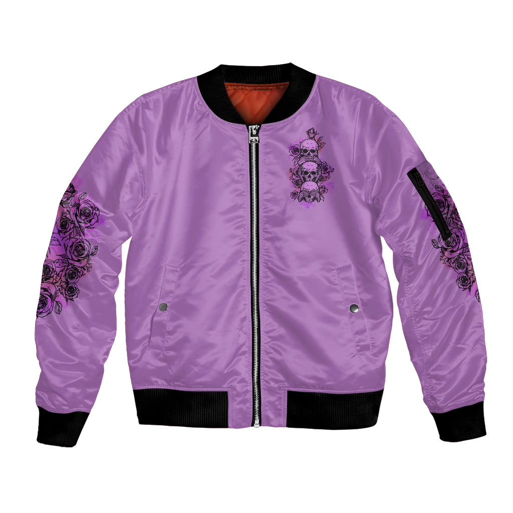 Stuck Between Idk Idc And Idgaf Sleeve Zip Bomber Jacket - Wonder Print Shop