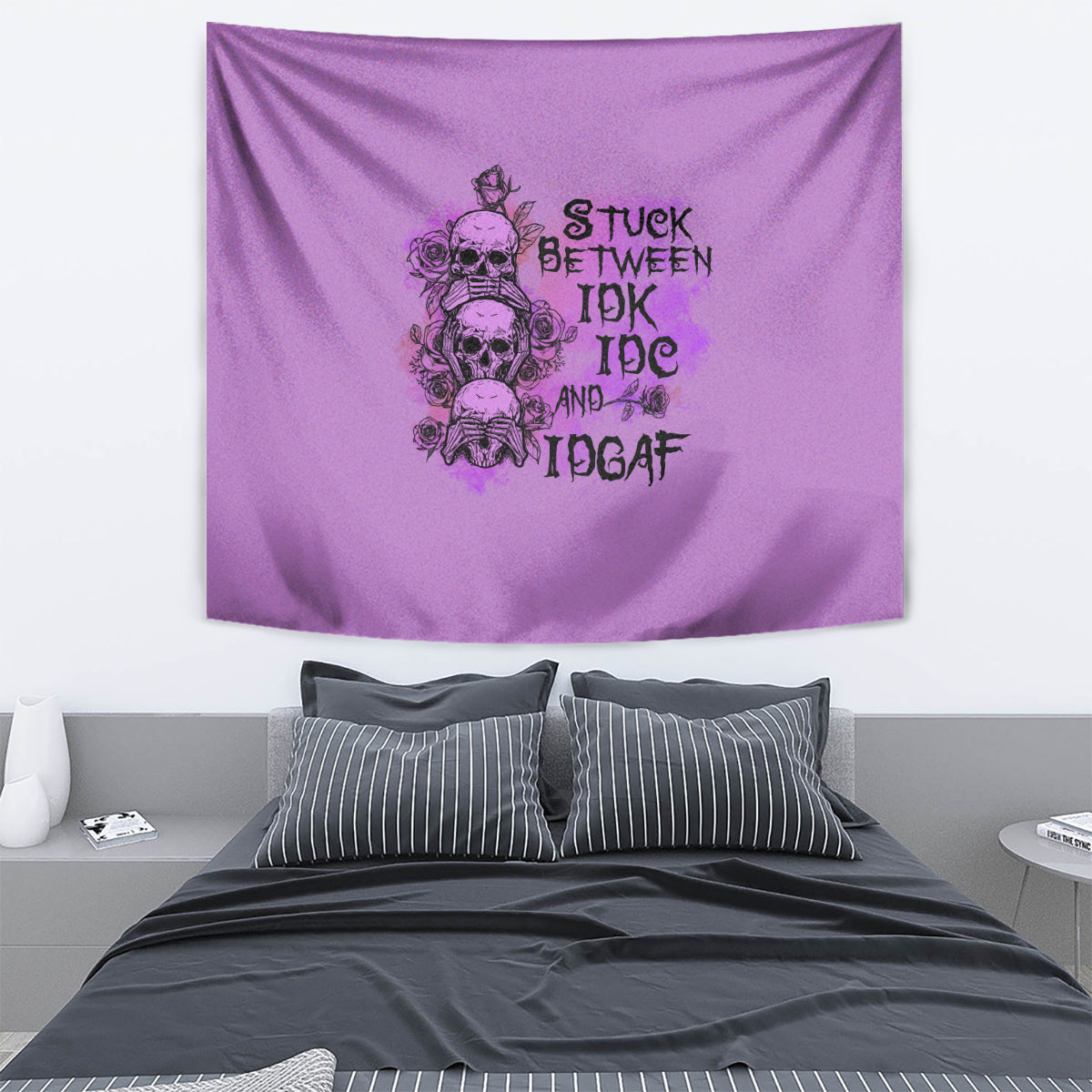 Stuck Between Idk Idc And Idgaf Tapestry - Wonder Print Shop