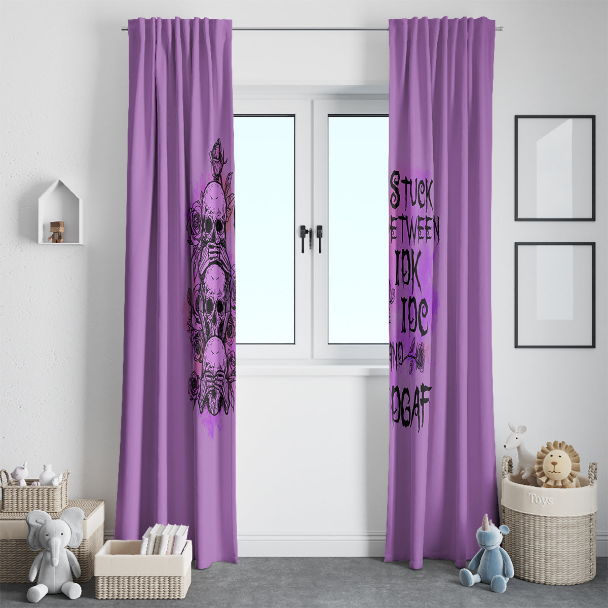 Stuck Between Idk Idc And Idgaf Window Curtain - Wonder Print Shop