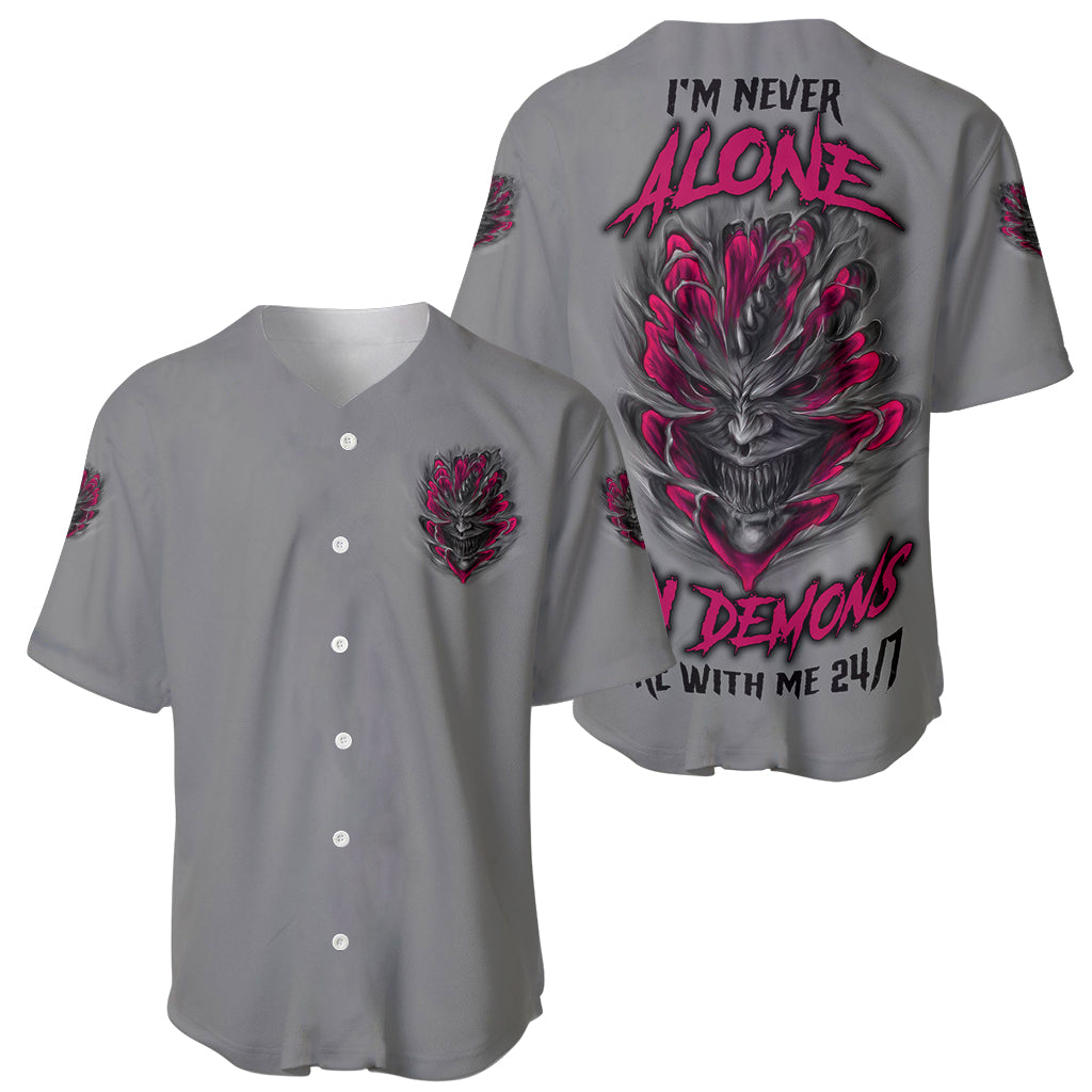 I'm Never Alone Skull Demon Baseball Jersey - Wonder Print Shop