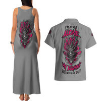 I'm Never Alone Skull Demon Couples Matching Tank Maxi Dress and Hawaiian Shirt - Wonder Print Shop
