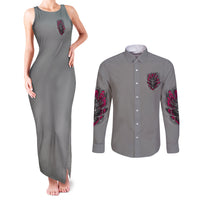 I'm Never Alone Skull Demon Couples Matching Tank Maxi Dress and Long Sleeve Button Shirt - Wonder Print Shop