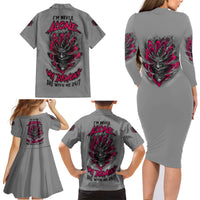 I'm Never Alone Skull Demon Family Matching Long Sleeve Bodycon Dress and Hawaiian Shirt - Wonder Print Shop