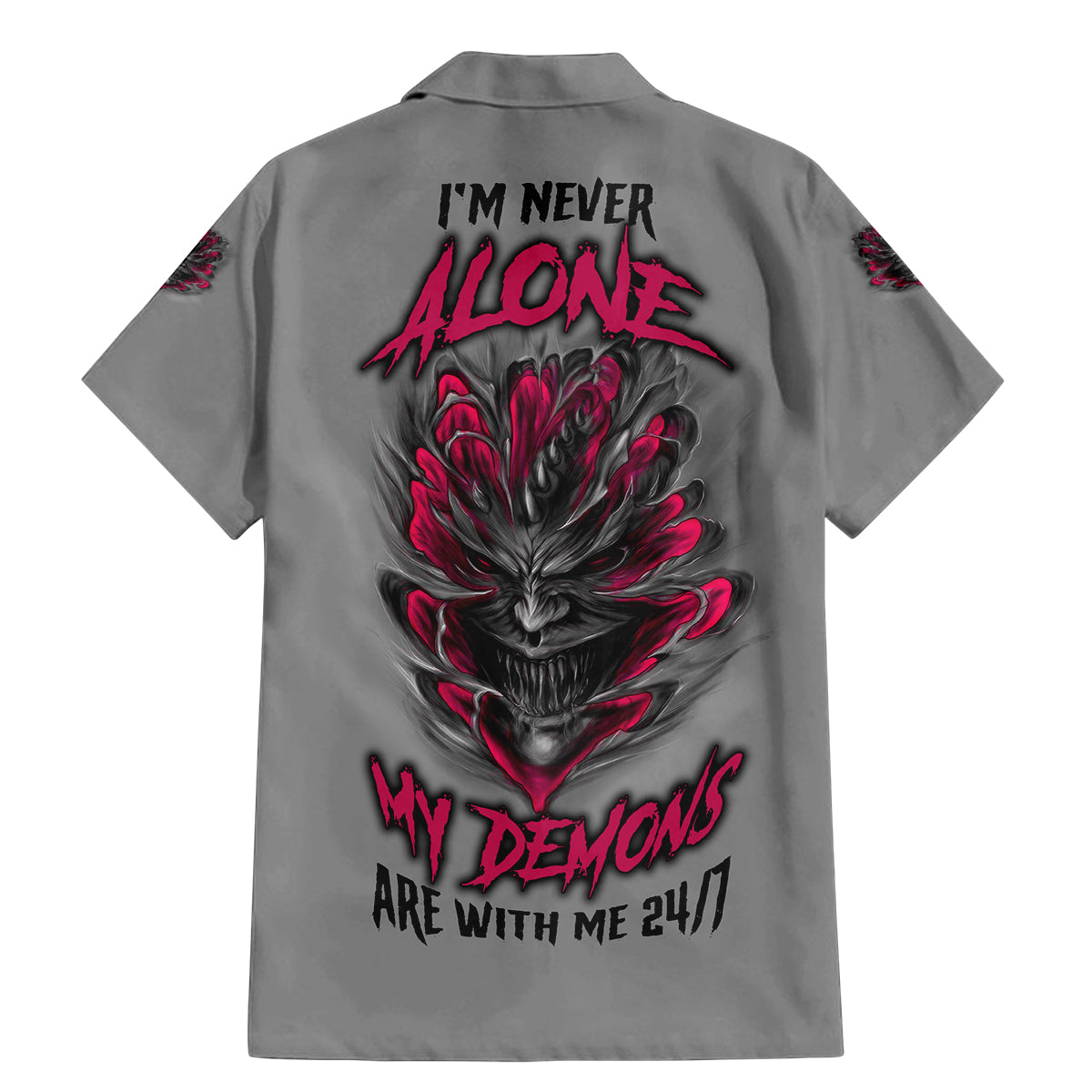 I'm Never Alone Skull Demon Family Matching Mermaid Dress and Hawaiian Shirt - Wonder Print Shop