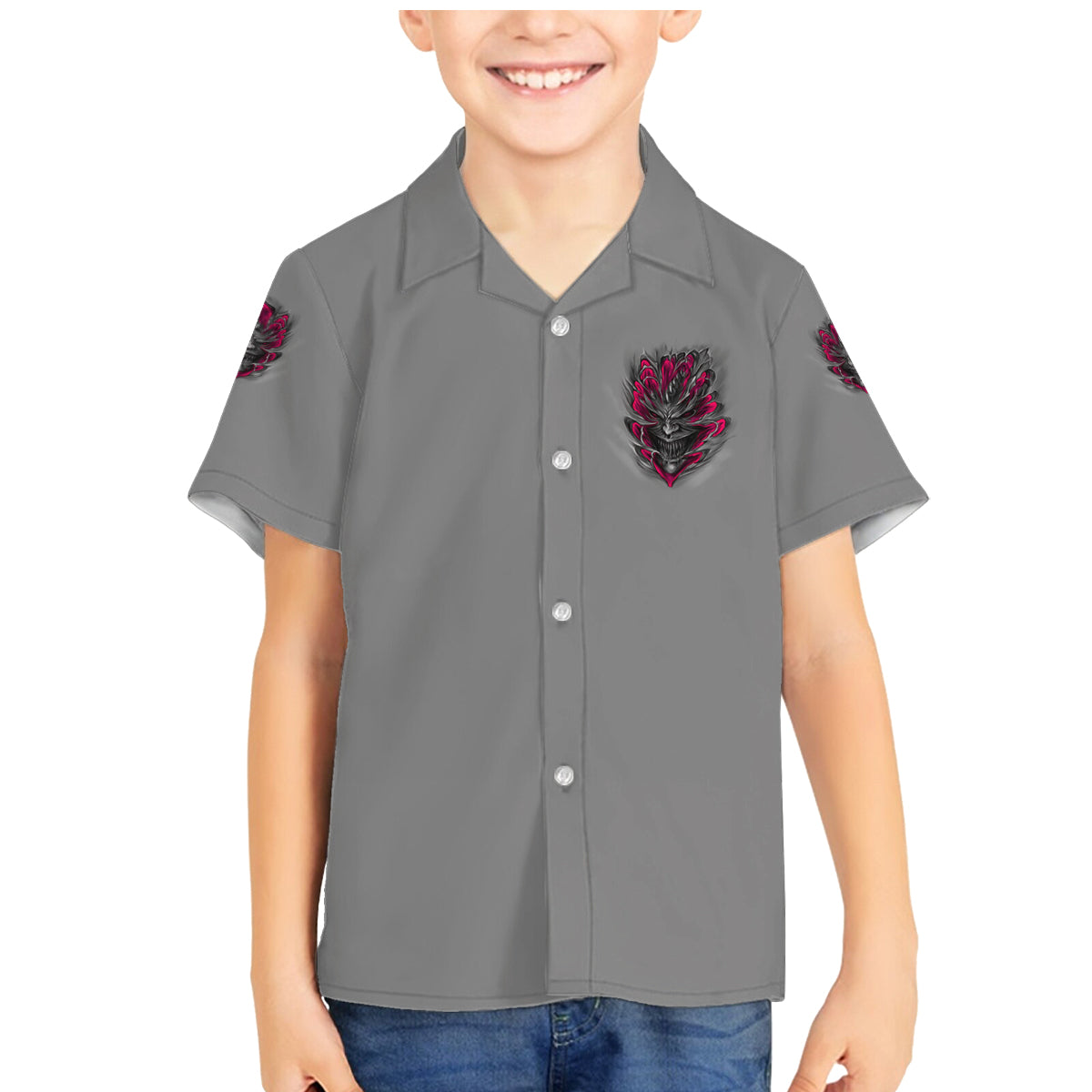 I'm Never Alone Skull Demon Family Matching Mermaid Dress and Hawaiian Shirt - Wonder Print Shop