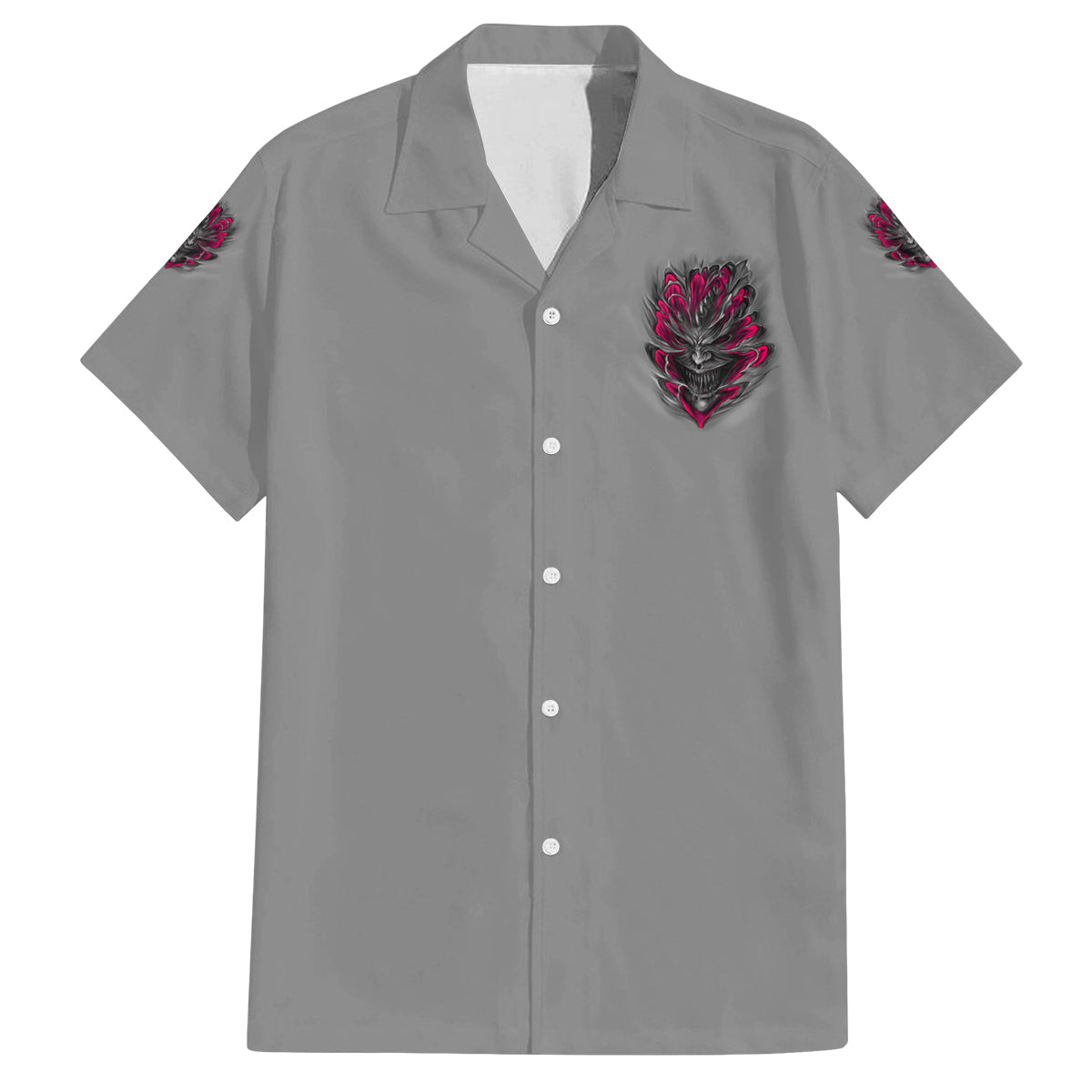 I'm Never Alone Skull Demon Family Matching Off Shoulder Long Sleeve Dress and Hawaiian Shirt - Wonder Print Shop