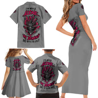 I'm Never Alone Skull Demon Family Matching Short Sleeve Bodycon Dress and Hawaiian Shirt - Wonder Print Shop