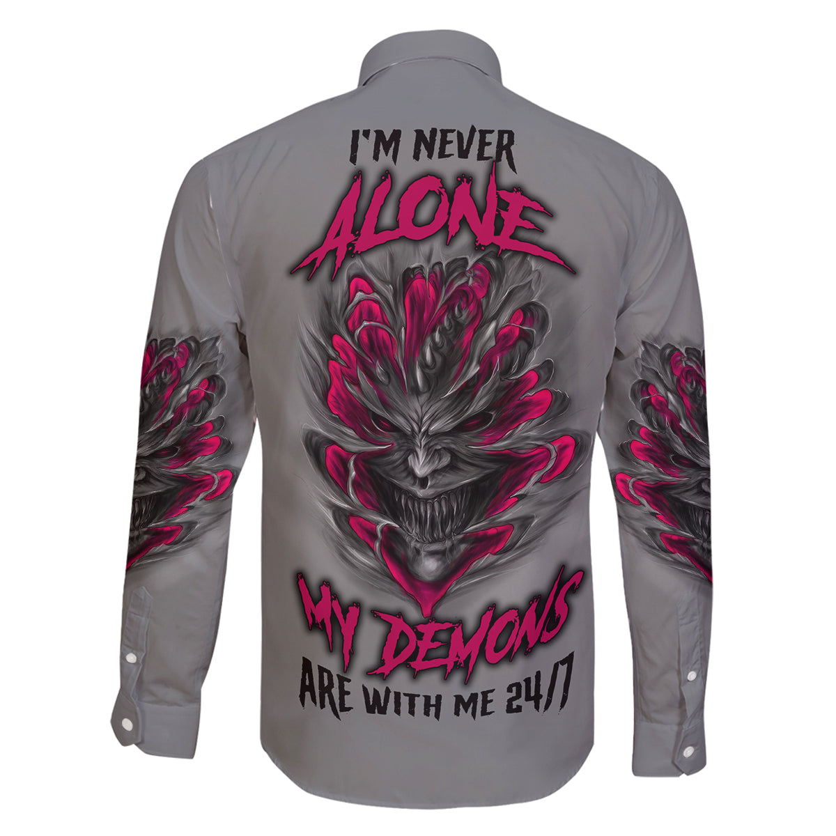 I'm Never Alone Skull Demon Family Matching Summer Maxi Dress and Hawaiian Shirt - Wonder Print Shop