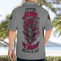 I'm Never Alone Skull Demon Hawaiian Shirt - Wonder Print Shop