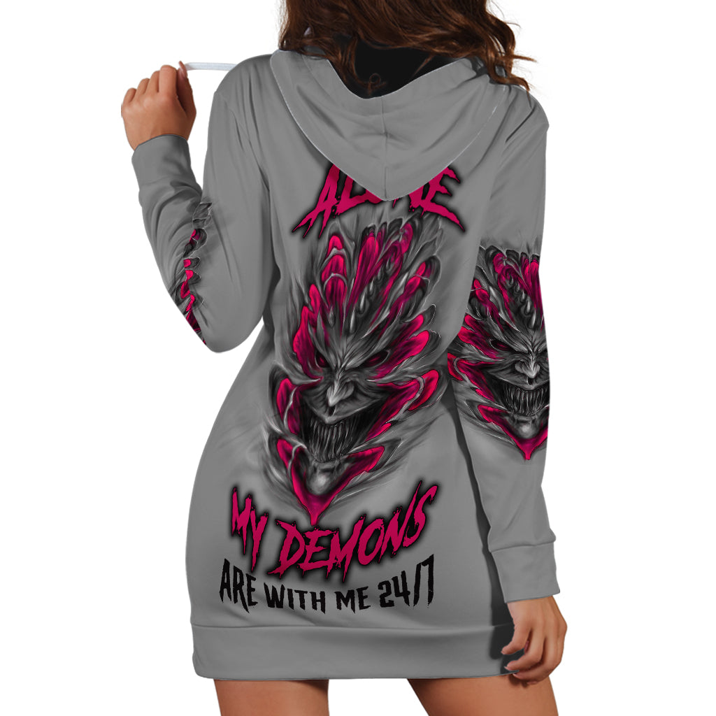 I'm Never Alone Skull Demon Hoodie Dress - Wonder Print Shop