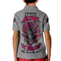 I'm Never Alone Skull Demon Kid Polo Shirt - Wonder Print Shop