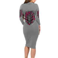 I'm Never Alone Skull Demon Long Sleeve Bodycon Dress - Wonder Print Shop