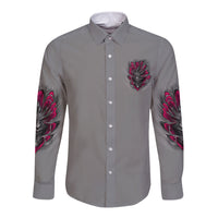 I'm Never Alone Skull Demon Long Sleeve Button Shirt - Wonder Print Shop