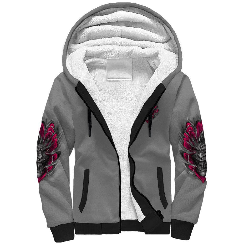 I'm Never Alone Skull Demon Sherpa Hoodie - Wonder Print Shop